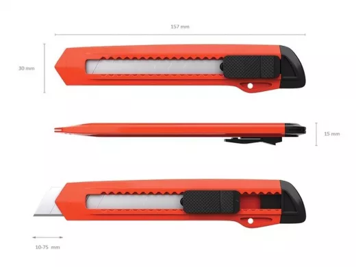 Нож канцелярский 18 мм "IQKANC 108206", автофиксатор, корпуса в ассортименте, подвес