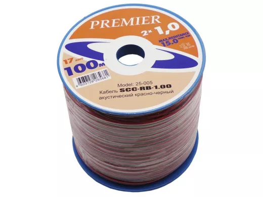 Акустический кабель красно-черный 2х1,0мм.кв (Cu+Al) APC-015, чёрно-красный/100м