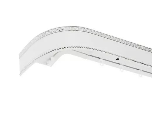 160см карниз ЕСЕНИН СЕРЕБРО 3х рядный с декор. планкой 70мм БЕЛЫЙ ГЛЯНЕЦ. в инд. уп. ультракомпакт