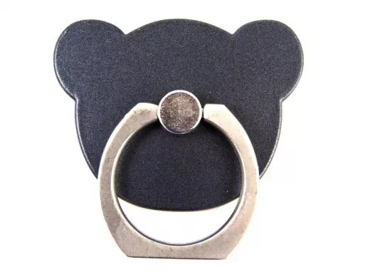 Подставка  для смартфона мини, универсальный,  "Кольцо-Мишка", квадрат, серый