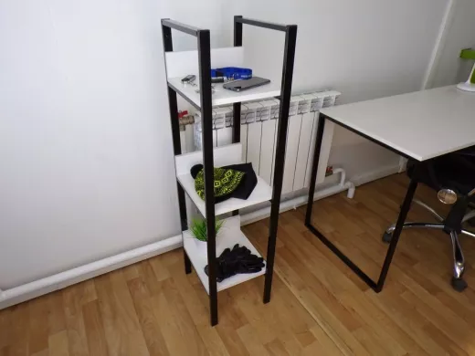 Этажерка в прихожую, три полки, черный "LOFTOM-212495" сосна, высота 120, ширина 30, длина 30см