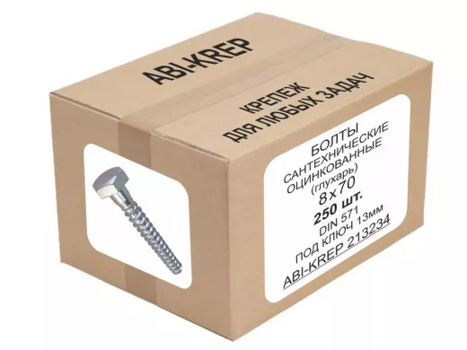 Болты сантехнические оцинкованные  8х 70 DIN 571 (250шт) 