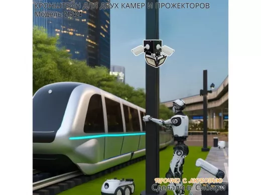 Кронштейн для двух камер и прожекторов на столб черный с уголками "IPAHD-5-215424" под СИПленту