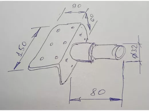 Кронштейн антенный, верхняя площадка 9х15см "ТОРЕЦКРЕП-217473" серый, диаметр 32мм, обжат на конце