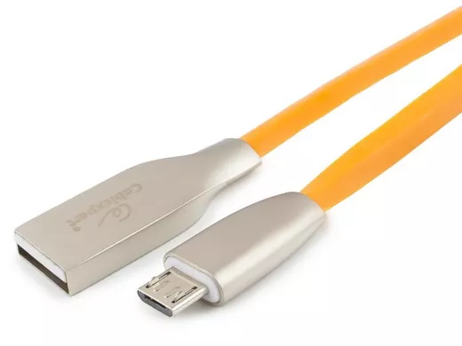 Кабель микро USB (AM/microBM)  1.0 м Cablexpert CC-G-mUSB01O-1M,серия Gold,  оранжевый, блистер
