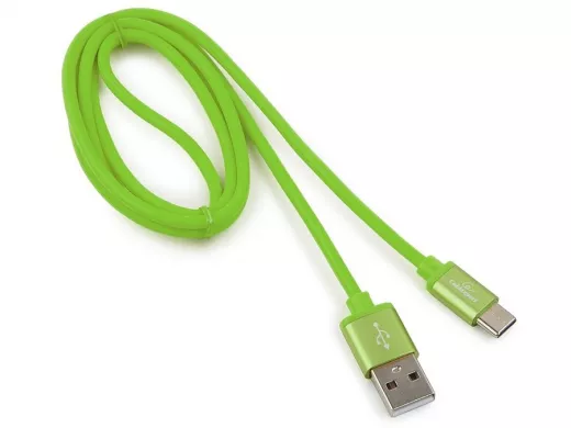 Шнур USB / Type-C Cablexpert CC-S-USBC01Gn-1M, AM/Type-C,серия Silver,длина 1м,зеленый,блистер,2,0