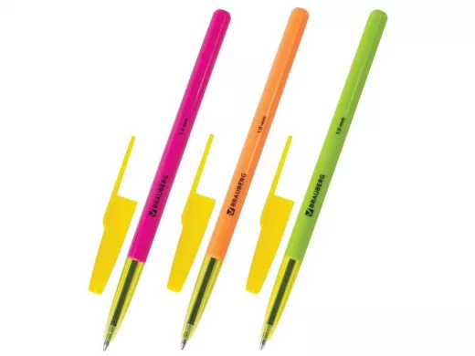 Ручка шариковая "BR-74760" Color, СИНЯЯ, корпус ассорти, узел 1мм, линия письма 0,5мм