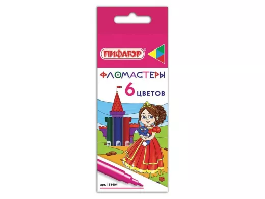 Фломастеры "BR-75467" "Принцессы", 6 цветов, вентилируемый колпачок