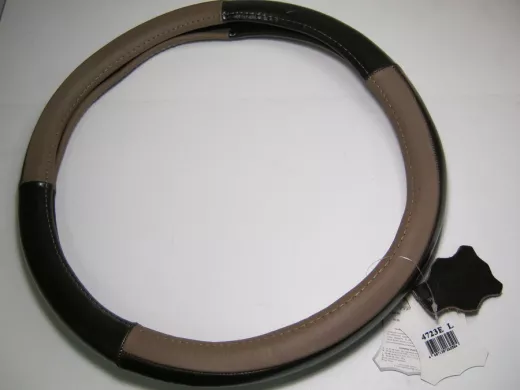 Оплетка на руль 40 см. L 4723E кожа коричневая+кожа кофейная "гладкая"