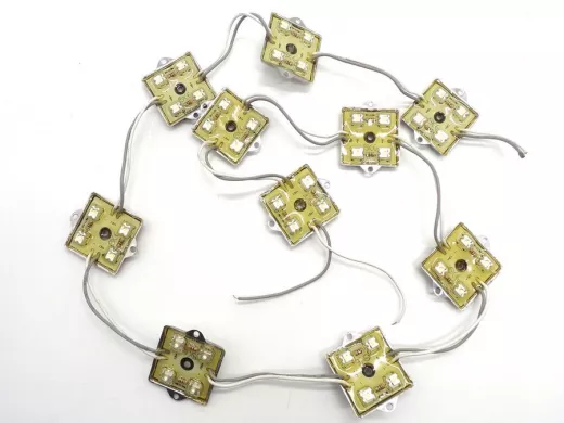 LED модуль 37x37x5мм, 4 светодиода piranha с линзой 120,  RGB (141-329) (цена за 1модуль)